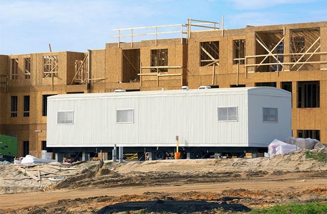 construction workers meeting at office trailers on rent in Cary